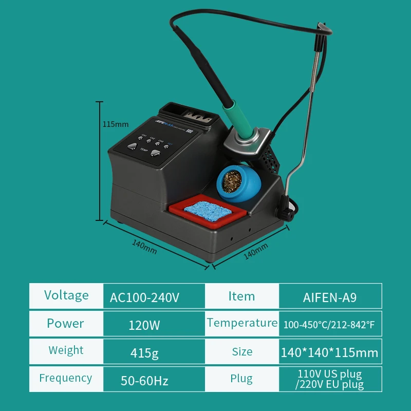 Imagem -05 - Estação de Solda Pontas de Ferro de Solda Compatível C210 C245 C115 Handle Estação de Solda e Retrabalho Ferramenta Eletrônica Aifen-a9