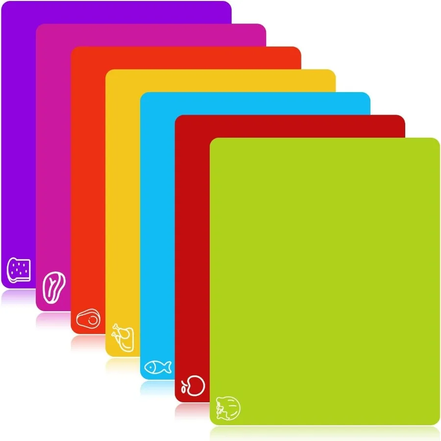 

7-компонентные гибкие разделочные доски Пластиковые разделочные доски без бисфенола А для нескользящего коврика для резки мяса и овощей Thanksgivi