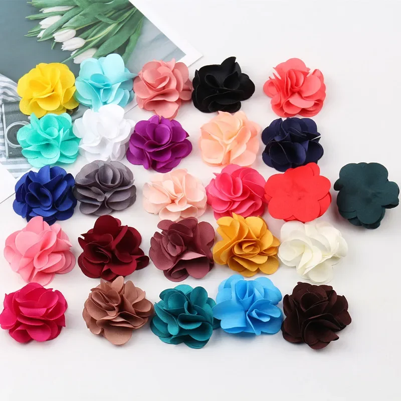 100Pcs Mix Colors Mini Chiffon Fabric Flower For Wedding Invitation Artificial Flowers For Dress Decoration