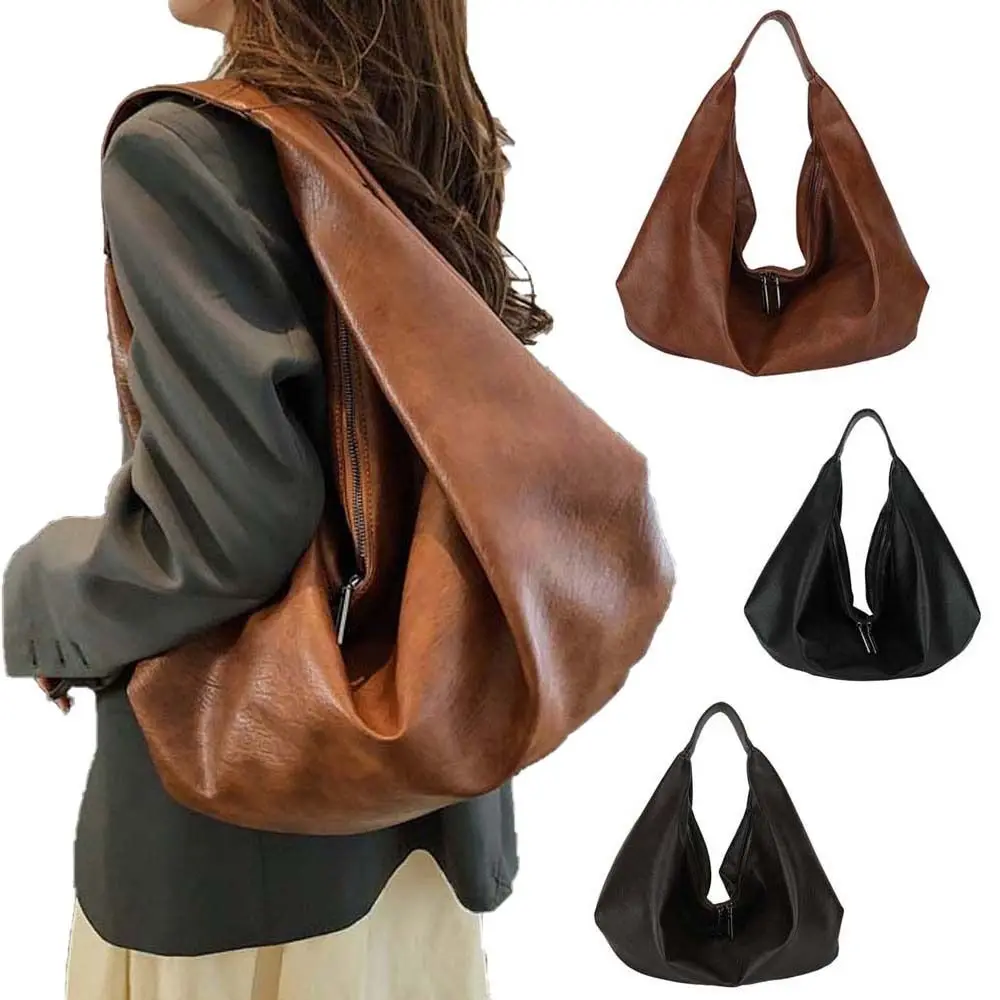 

Shoulder Bag Korean Style PU Dumpling Bag Casual Retro Versatile Commuting Handbag Anti-splash Water Soft Tote Bag Work