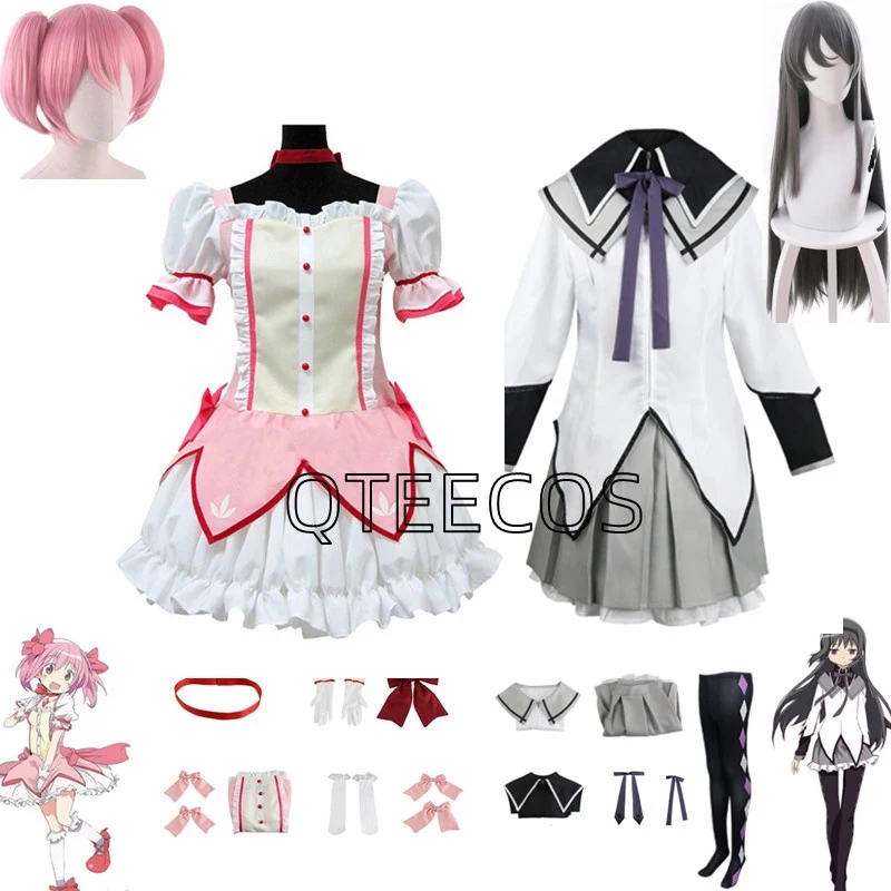

ABC123Akemi Homura Cosplay Costume Puella Magical Kaname Madoka Dress Anime Halloween Party Outfits Clothes Free Socksx,3;b'2.