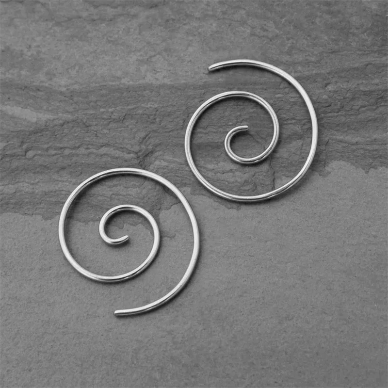 Silver Color Spiral Line Earrings for Women South Korea, Minimalist Temperament, Niche Design, Vortex Personality Earrings