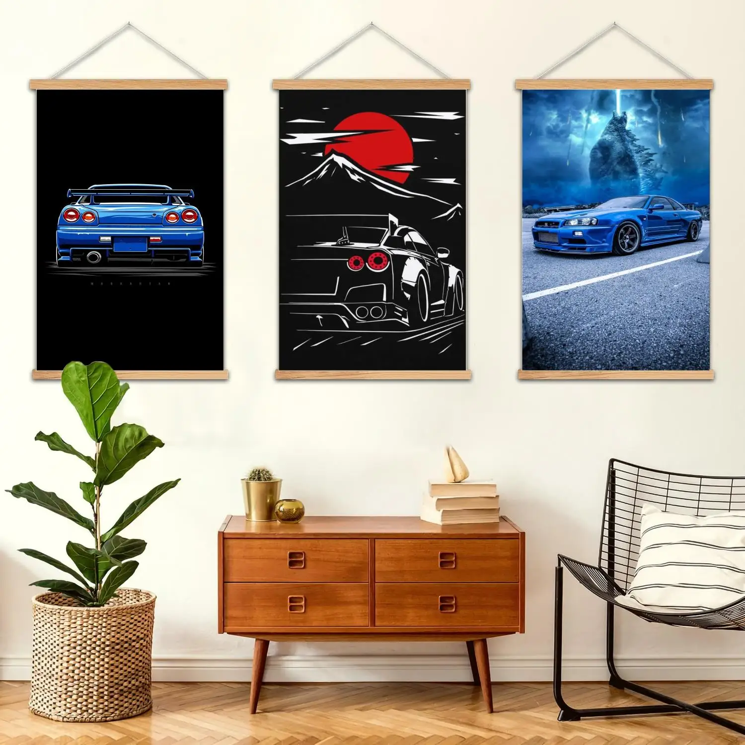 GTR Framed Wall Painting Canvas Art Poster, Wall Art  Modern Family Bedroom Decor Posters,Decorative painting