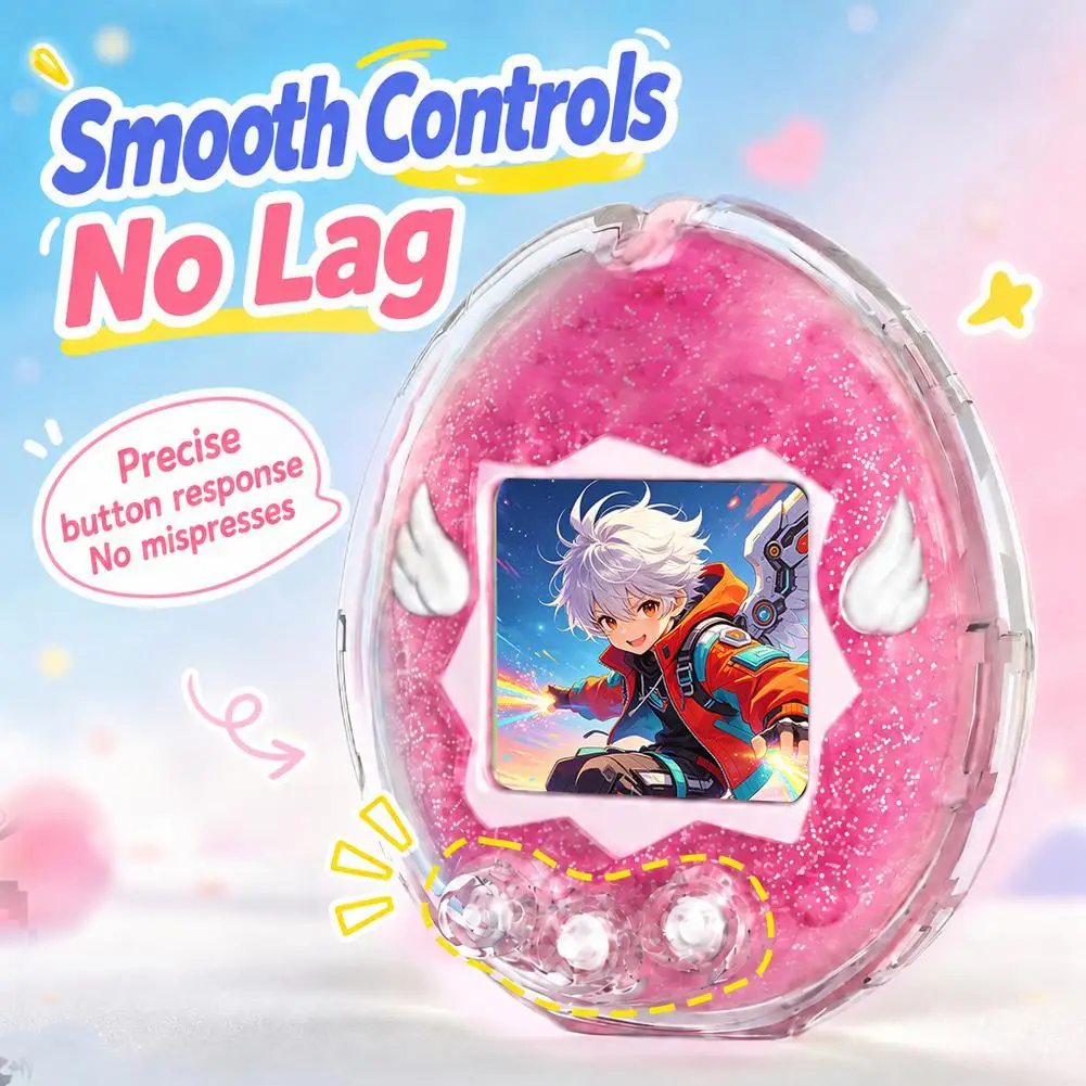 Protective Case for Tamagotchi Clear Hard PC Shell with Interchangeable Shape Wings Precise Button Cutouts and Lanyard Hole
