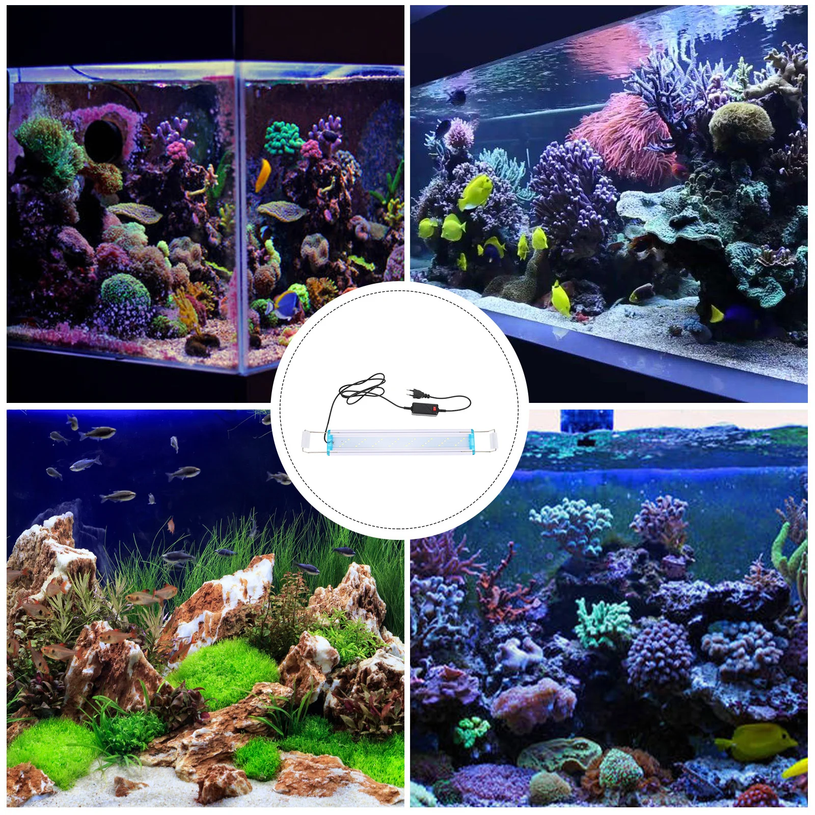 

1Pcs Aquarium LED Light Fish Tank Landscaping Lamp Durable Buckle Design Easy Clean High Penetration Eu Plug Aquarium LED Light