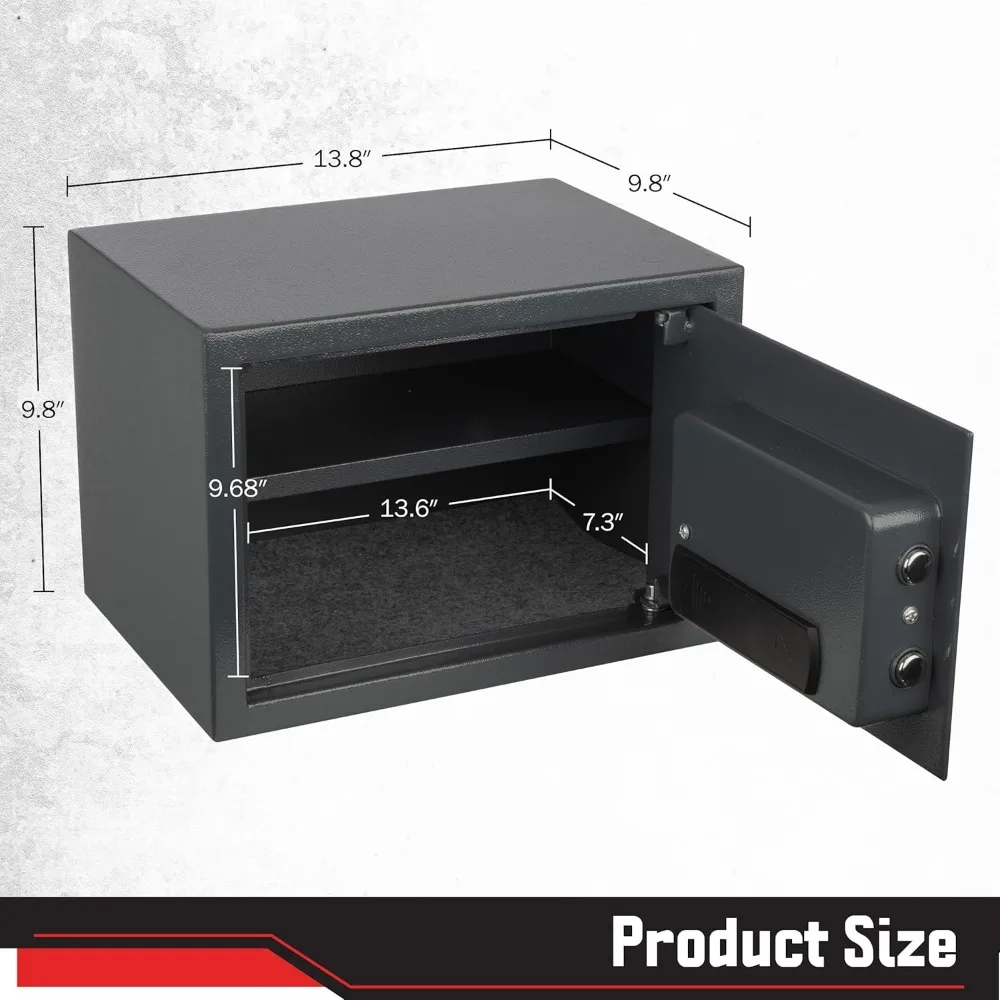 Caja fuerte biométrica con acceso a huellas dactilares con dos teclas de respaldo: almacenamiento seguro para objetos de valor en casa o en la oficina