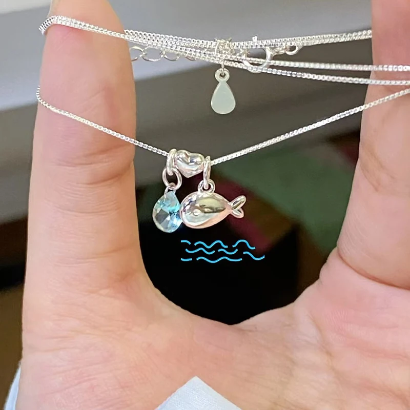 

Новое ожерелье из стерлингового серебра 925 пробы с маленькой рыбкой, индивидуальный шарм, кулон в виде животного, колье, подарок на день рождения для женщин, изысканные ювелирные изделия