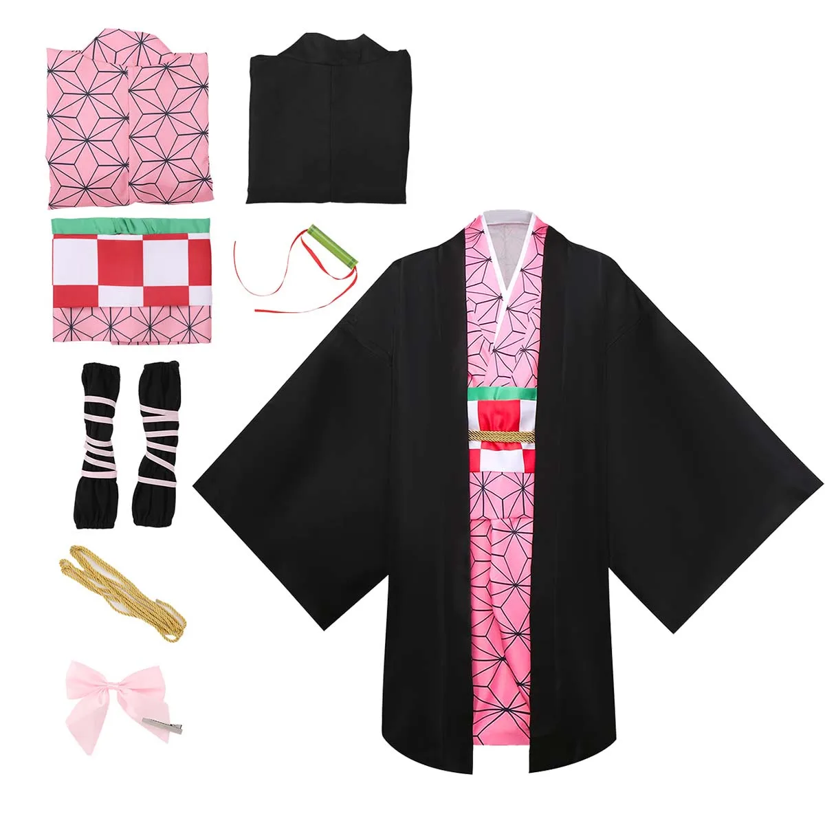 Anime Demon Slayer Nezuko Cosplay Costume for Kids Adults