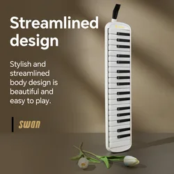 SWAN 37 Key Melodica Musical Instrument Soprano Melodica Air Piano Keyboard with Carrying Bag Mouthpieces Gift, Wipe Cloth