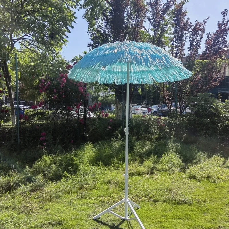JMZ Straw Beach Umbrella Women Summer Sunshade Portable Raffia Parasol Large Size Fit All Models Outdoor Travel Vacation