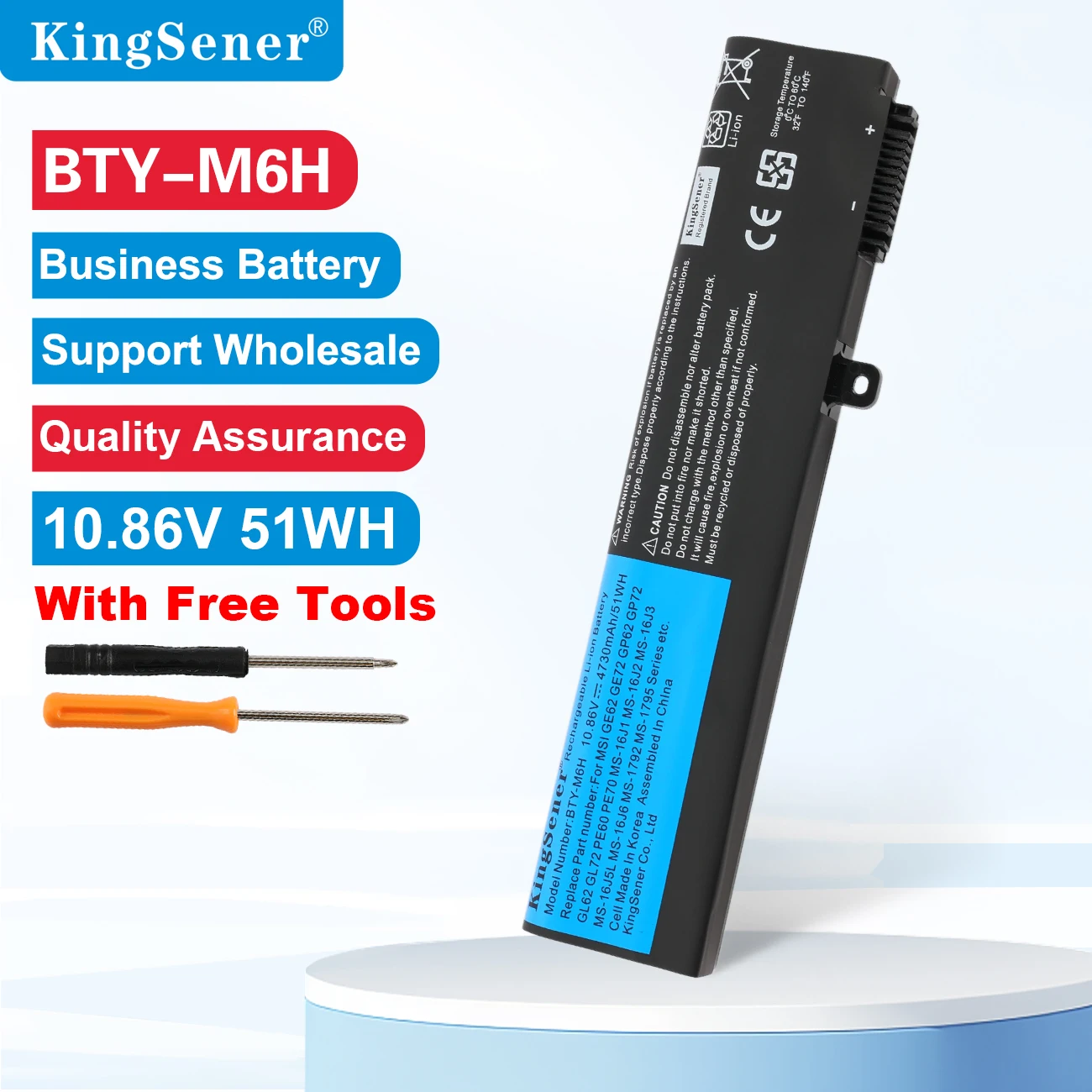 

Аккумулятор KingSener BTY-M6H для MSI GE62 GE72 GP62 GP72 GL62 GL72 GP62VR GP72VR PE60 PE70