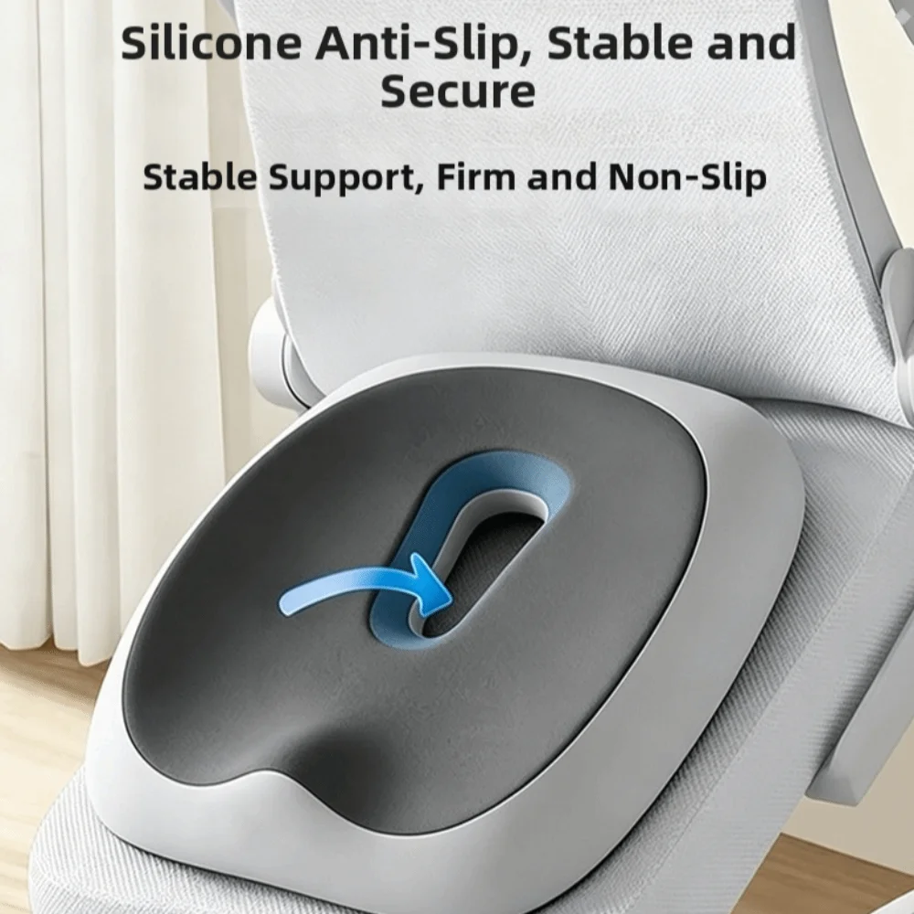 Ergonomic Design Memory Foam Cushion Breathable Butt Pain Relief Posture Support Cushion Non-Slip Bottom Office Seat Pad Car Use