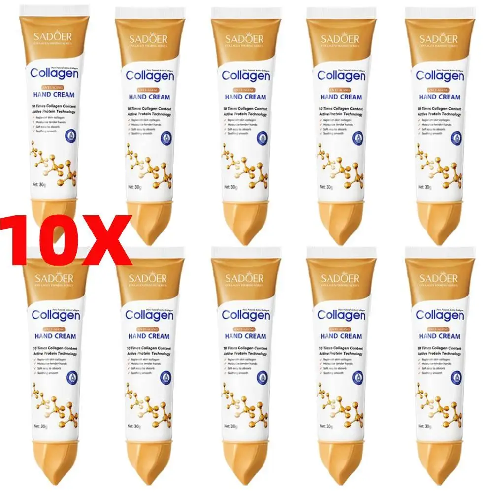 10pcs Collagen Anti-wrinkle Hand Cream Anti-Aging Repair Nourishing Exfoliating Calluses Removal Gel Whitening Moisturizing