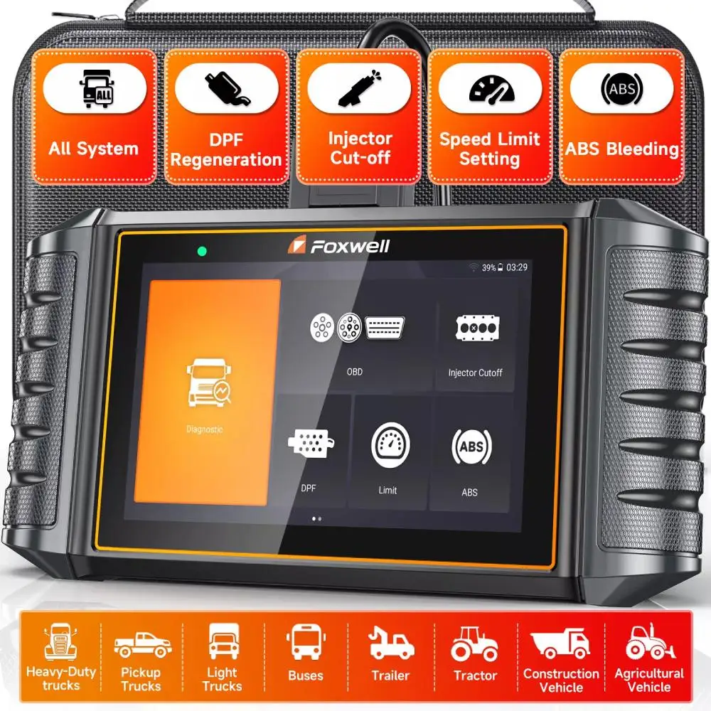 FOXWELL HD500 Heavy Duty Truck Scanner with DPF Regen/Injector Cutoff/Limit Setting Full System Diesel Diagnostic Scan Tool