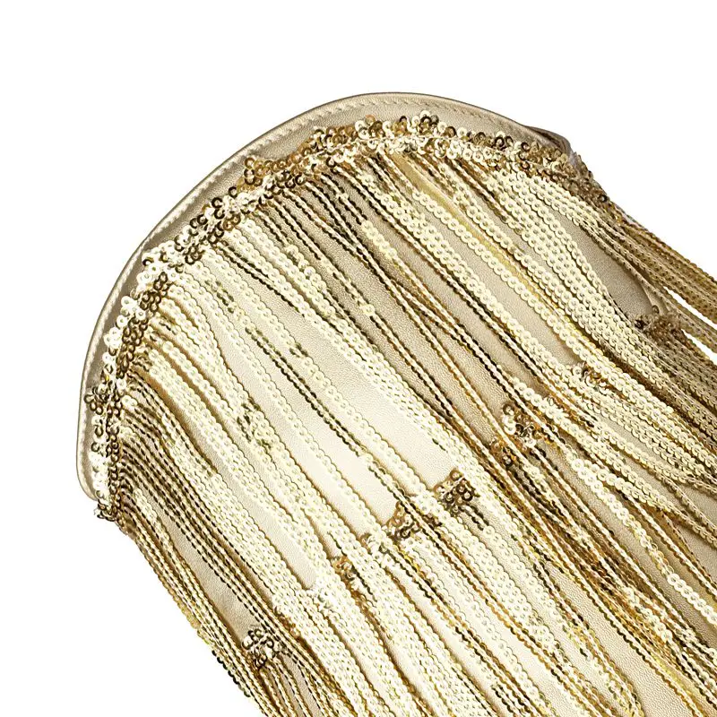 ORCHA LISA النساء هامش الركبة الأحذية جولة تو 5 سنتيمتر كعب مكتنز الانزلاق على شرابة الذهب حجم كبير 46 ربيع الخريف موضة يؤرخ نمط