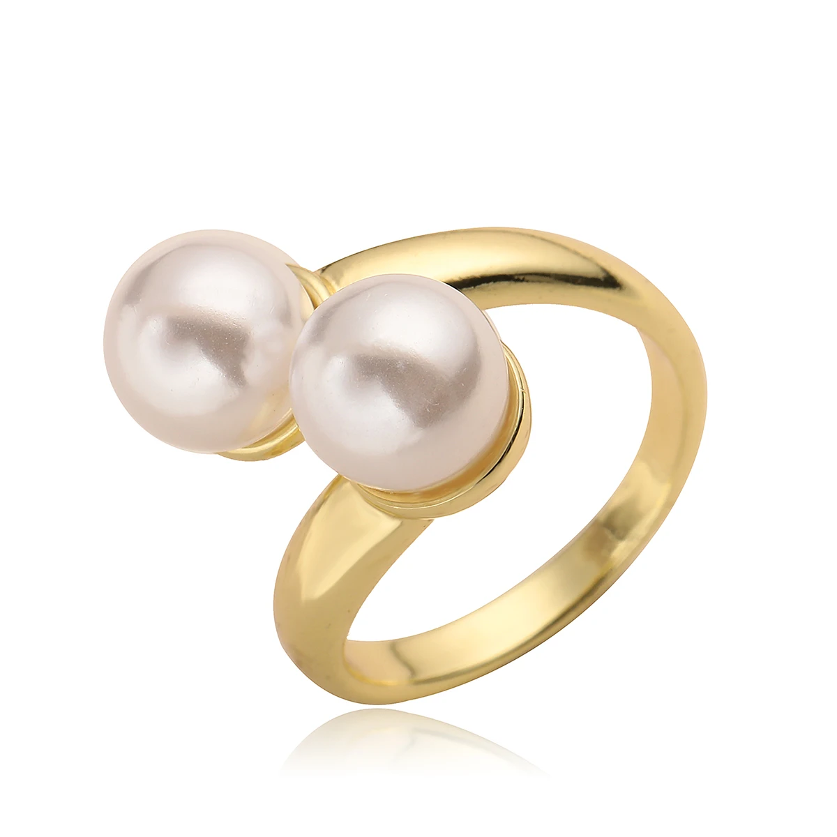 NEWBUY Delicate Gold Color Imitation Pearl Wedding Ring For Elegant Women