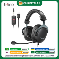 FIFINE Headset,3.5 mm jack&USB Headphone with 7.1 Surround Sound/volum contral/Mute switch for PC/MAC/PS4/PS5 Mixer-H9