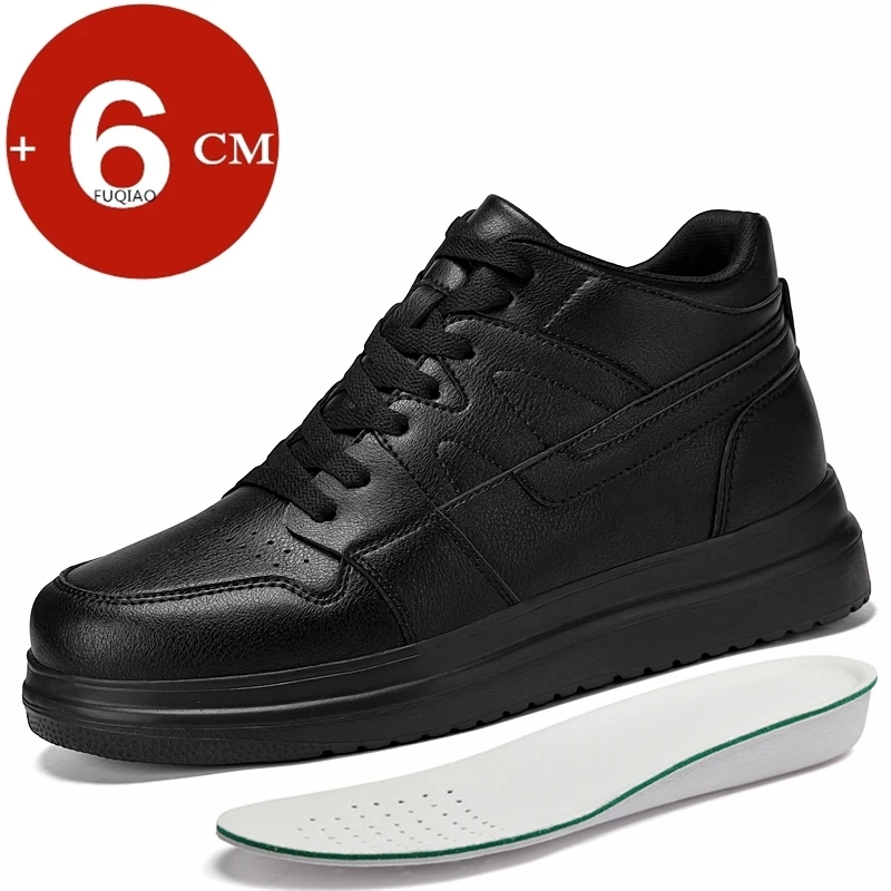 High-Top Elevator Shoes for Fashion Men Black Casual Sneakers Men Invisible Height Increase Sneakers Breathable Lift Shoes 6CM