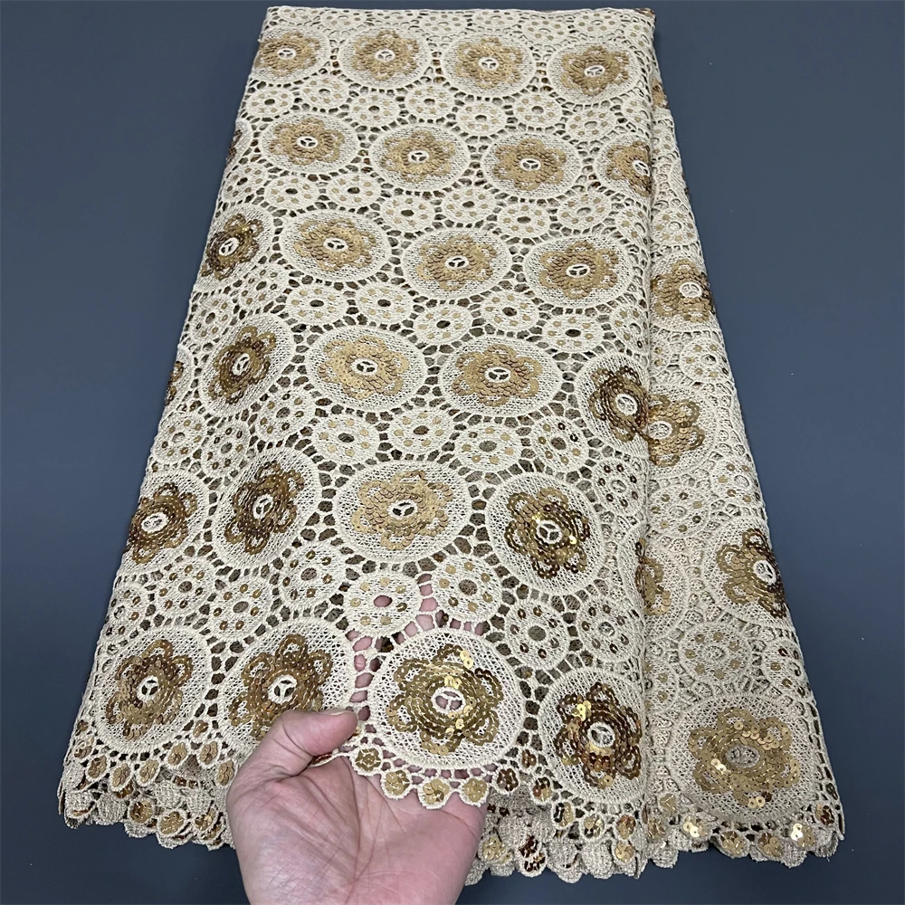 نسيج دانتيل من ألياف الكربون الأفريقية، مواد الأقمشة القطنية للملابس، بالمتر، التطريز، الترتر، فساتين الحفلات، تول، 5 ياردات #1