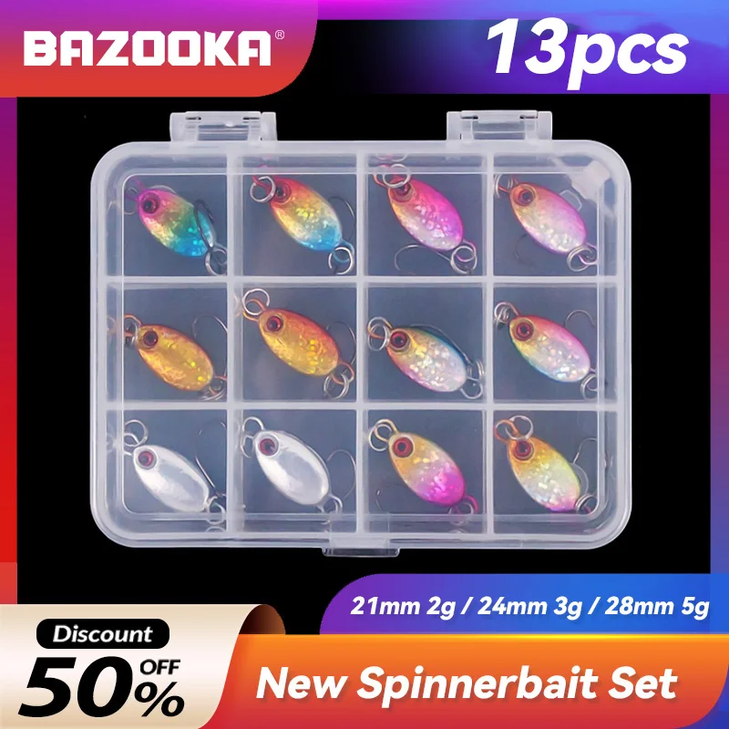 

Bazooka Spoon Set Fishing Lure Metal Spinner Trout Bait Hard Leurre Bass Spinnerbait Artificial Jig Kit Tackle Winter With Box