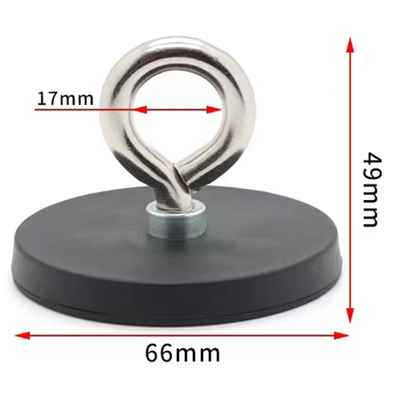 Rubber Wrap Hook Magnet Encapsulated Hanging Ring Strong Magnetic Magnet Not Hurt The Car Paint Fixed Tent Base tool 66mm 20KG