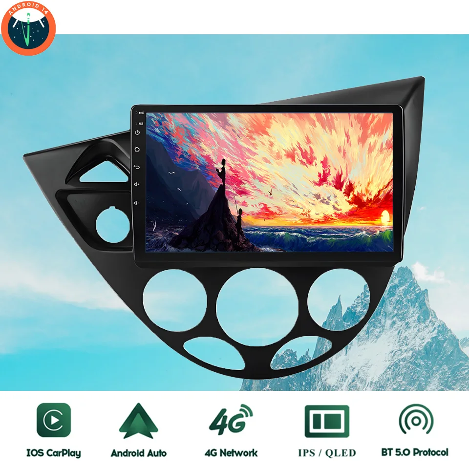 

9‘’ QLED Android 14 8G Ram Car GPS Navi Music Video Multimedia Player For Ford Focus 1998 - 2005 Auto Stereo Head Unit