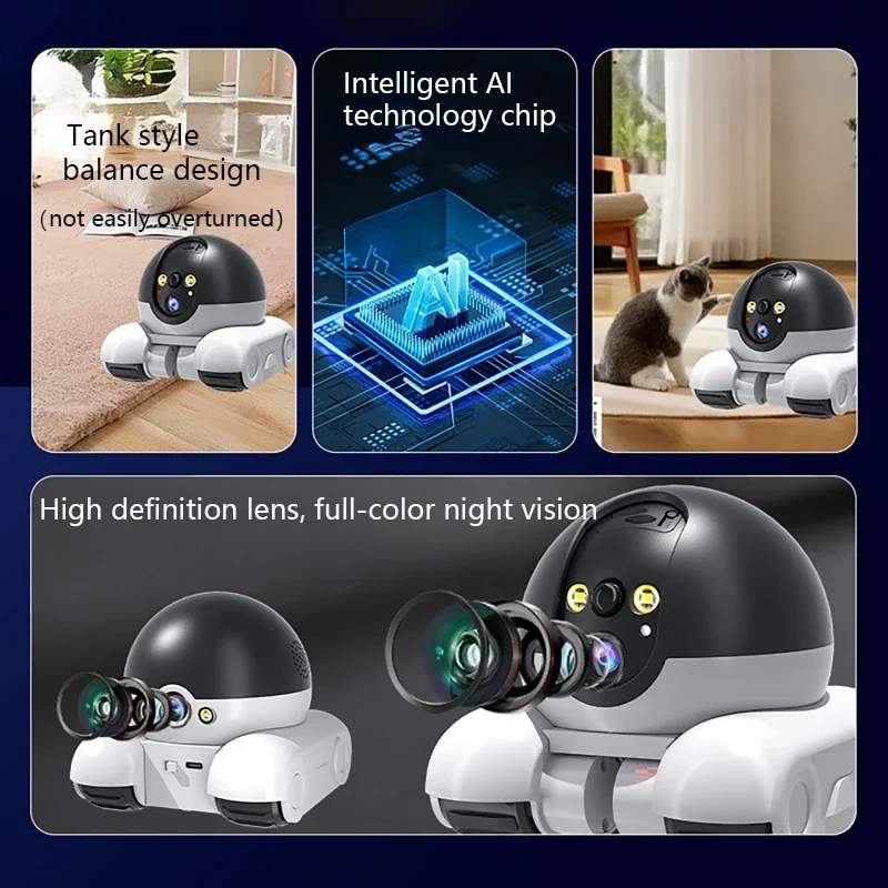 8MP HD1080p APP Dual Lens Cat/Dog Playing Running IP Camera Full Color AI Humanoid Detection Home Security CCTV Baby Monitor