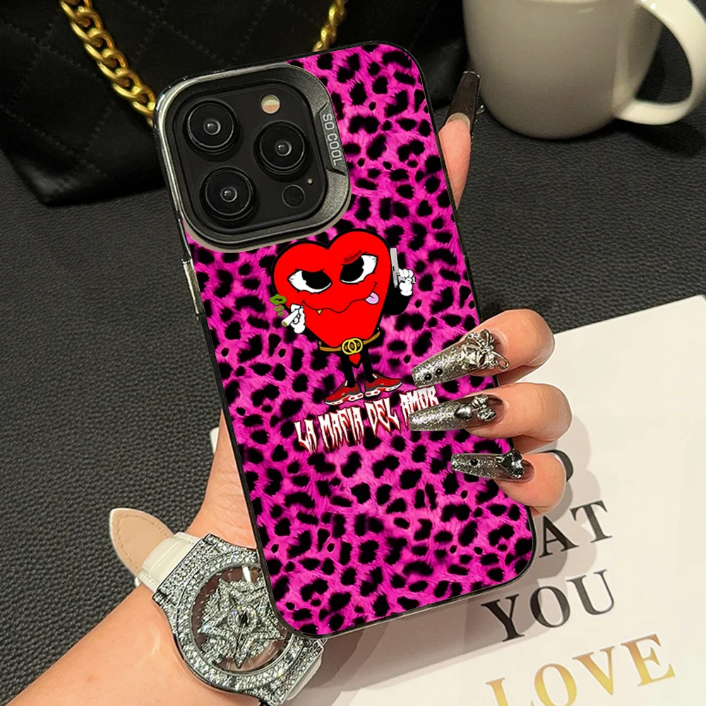 Amor Love Mafia La Mafia Del جراب هاتف IMD لون فضي شل لهاتف آيفون 16 15 14 13 12 11 Pro Max Plus