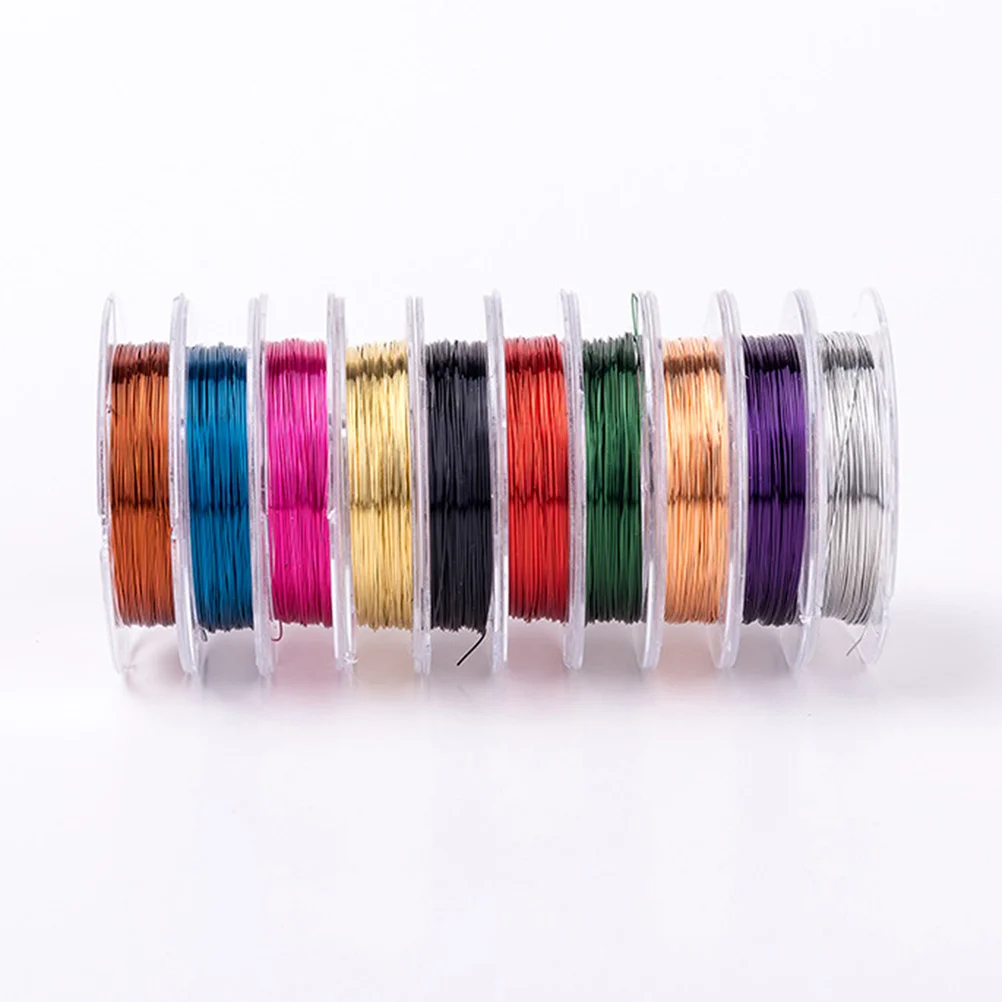 10 rouleaux de cuivre coloré 0.3Mm 10M, 10 pièces, pour artisanat de perles, bricolage, arrangement Floral, fabrication de chapeaux, couleur cuivre pour la fabrication de bijoux