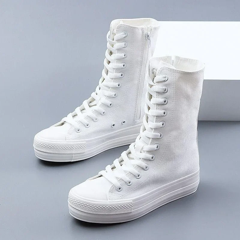 أحذية نسائية موضة أحذية قماشية عالية الجودة أحذية نسائية للكاحل أحذية رقص ناعمة من الأسفل للنساء أحذية رياضية كاجوال بيضاء