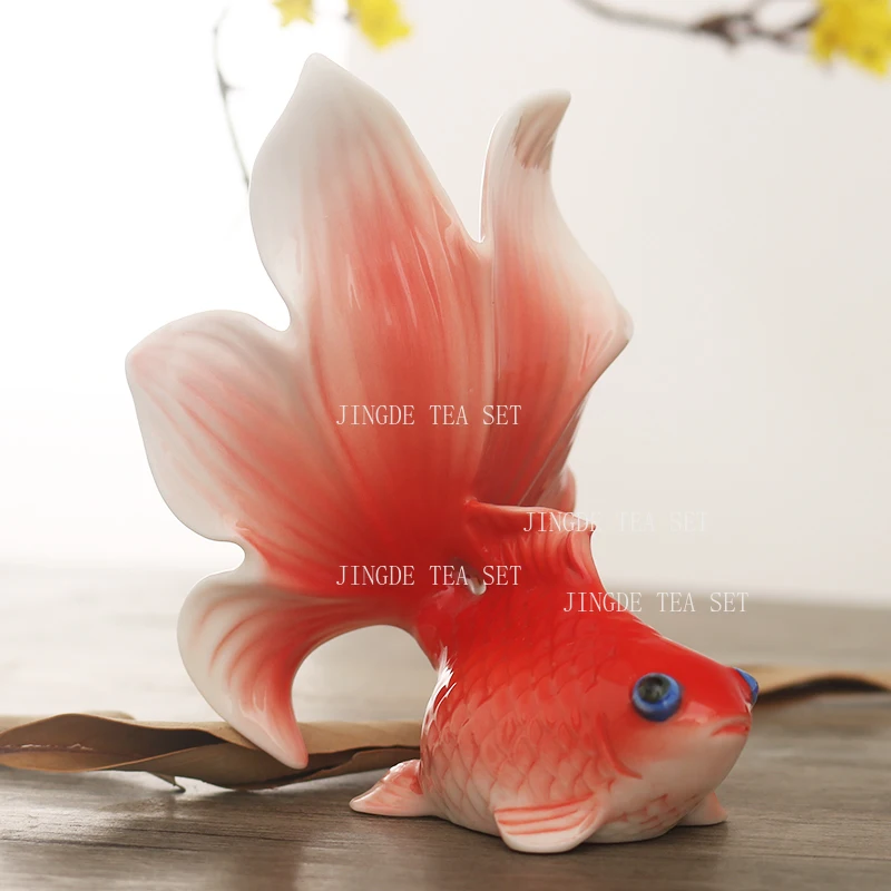 Ceramic Tea Pet Ornaments Sustainable Three-dimensional Home Decor Accessories Goldfish Tea Tray Decoration Tea Set Accessories