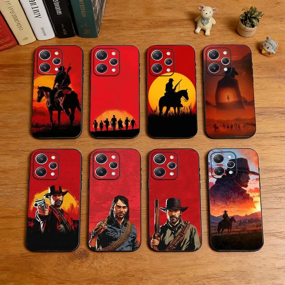 

R-Red Dead Redemption 2 Graphic Phone Case For iPhone 17,16,15,14,13,12,11 Plus,Pro Max,XS,Soft Silicone Black Cover