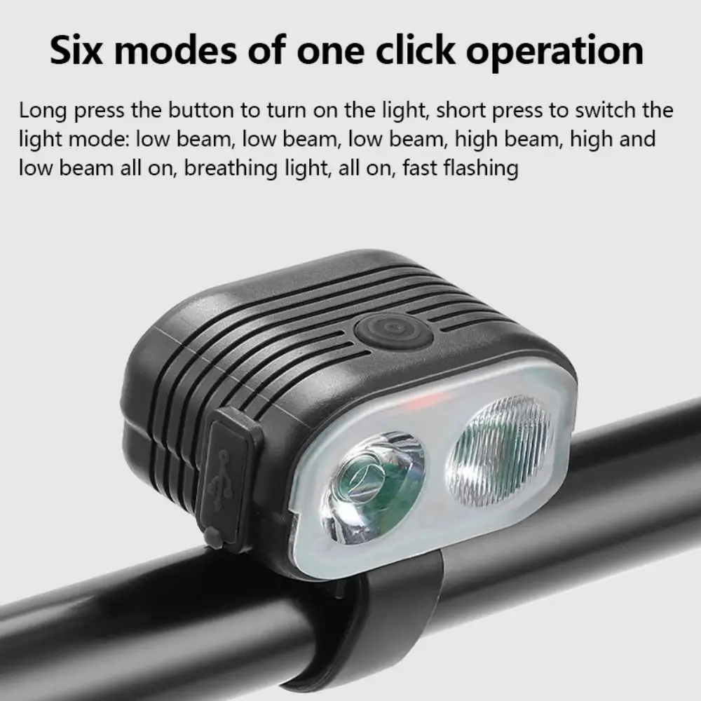 Dual Light Source Bicycle LED Headlight 2-in-1 Waterproof Bike Headlight Horn 6 Modes Super Bright