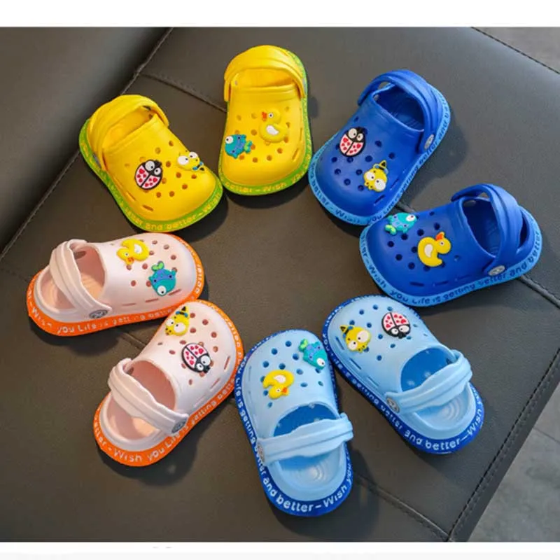 Summer Sandals kids Mules Baby Girls Boys  Cartoon Baby Sandals Solid Flat Heels Cartoon Slippers Children\'s Garden Shoes