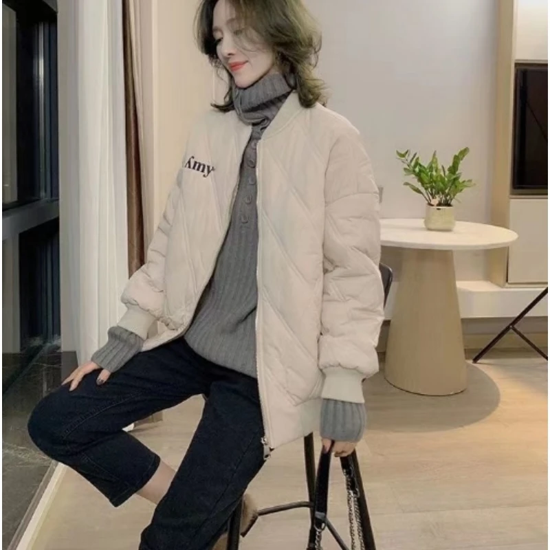 Women & Men Down Cotton Coat New Autumn Winter Baseball Jacket Waterproof Unisex Parka Jacket Casual Couple Lingge Cotton Jacket