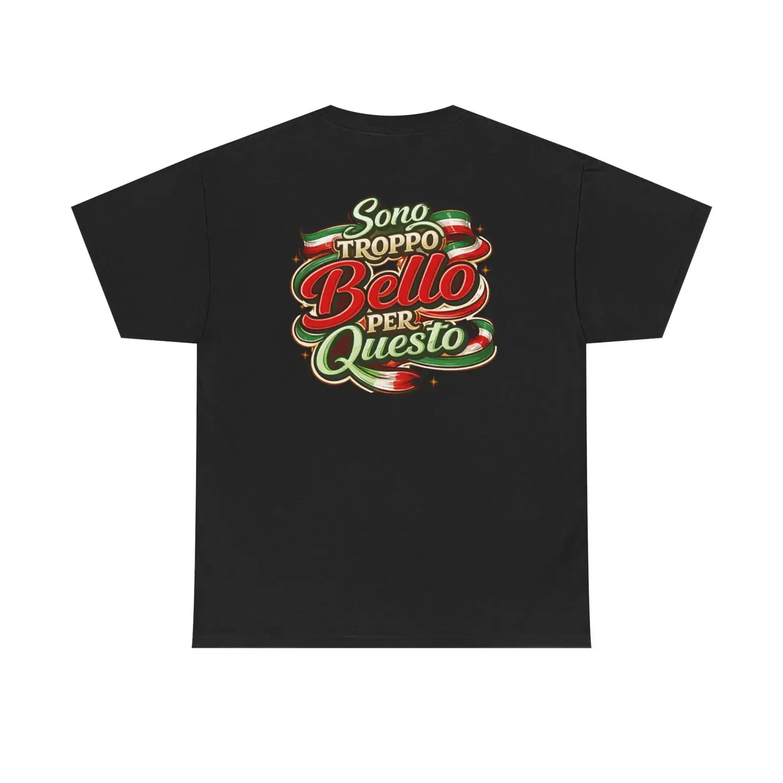 Camiseta Sono Troppo Bello Per Questo com Estampa da Bandeira Italiana Vintage Lavada, Moda Gráfica, Streetwear Macio e Respirável