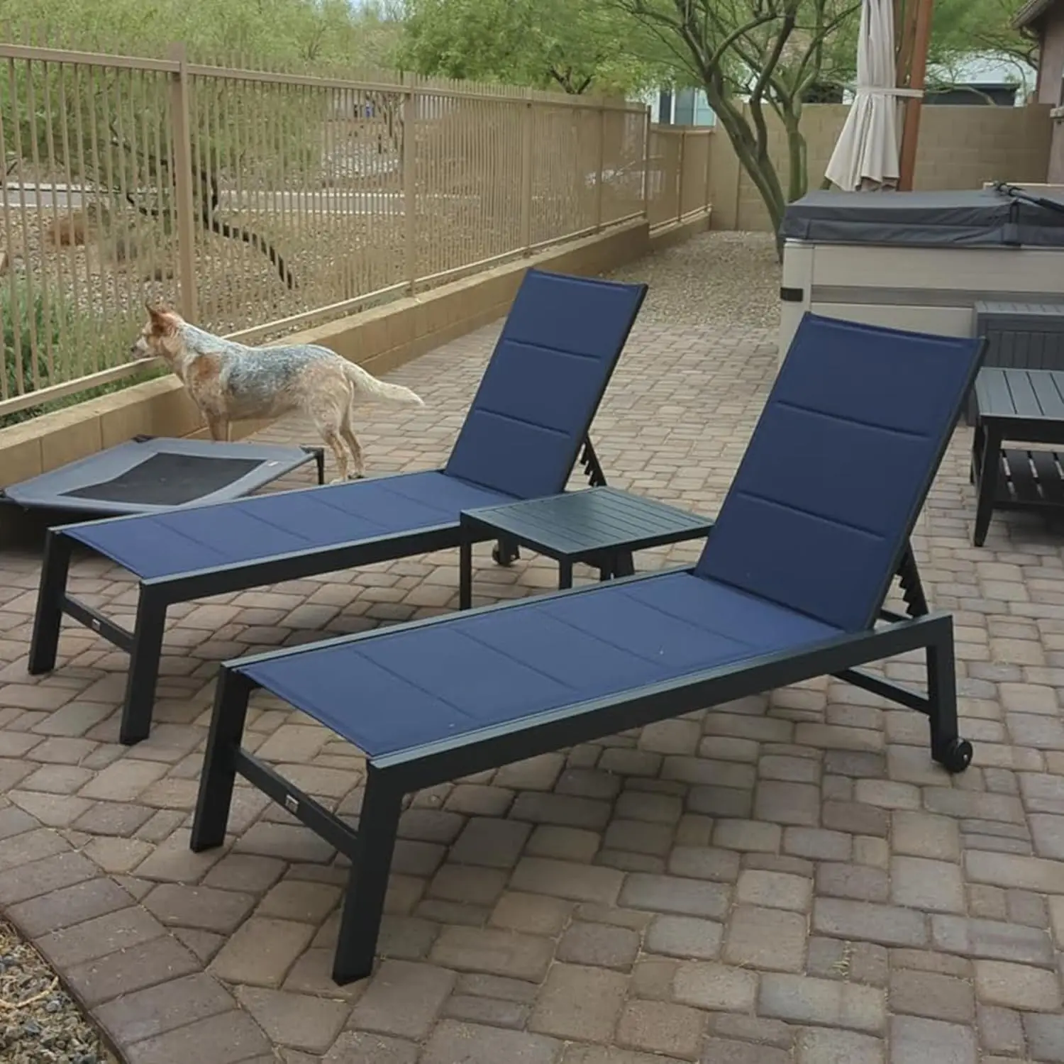 

Outdoor Chaise Lounge Set Of 2 Aluminum Patio Lounge Chair With Wheels And Side Table Pool Chaise Lounge Chair For Outdoor