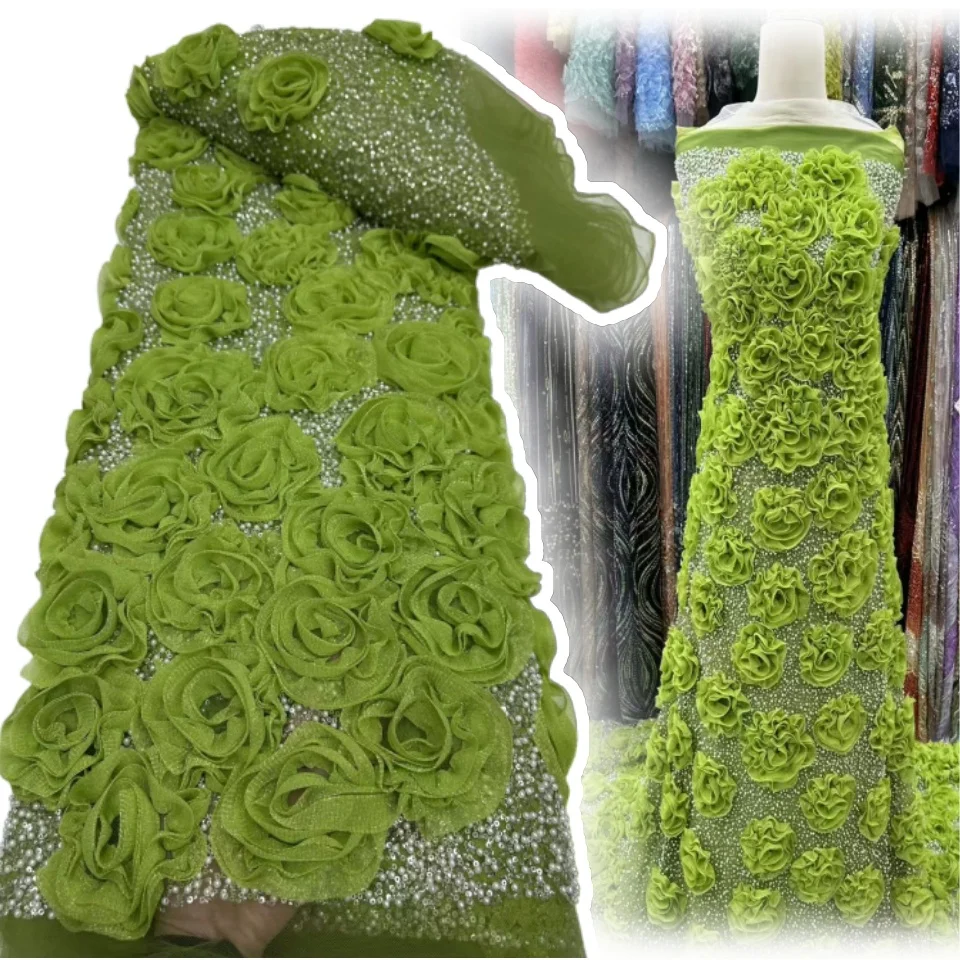 

Роскошная 3D кружевная ткань, последние цветы, тюль, кружевная ткань, вышитая аппликация, африканская нигерийская ткань для шитья платьев SZ1314