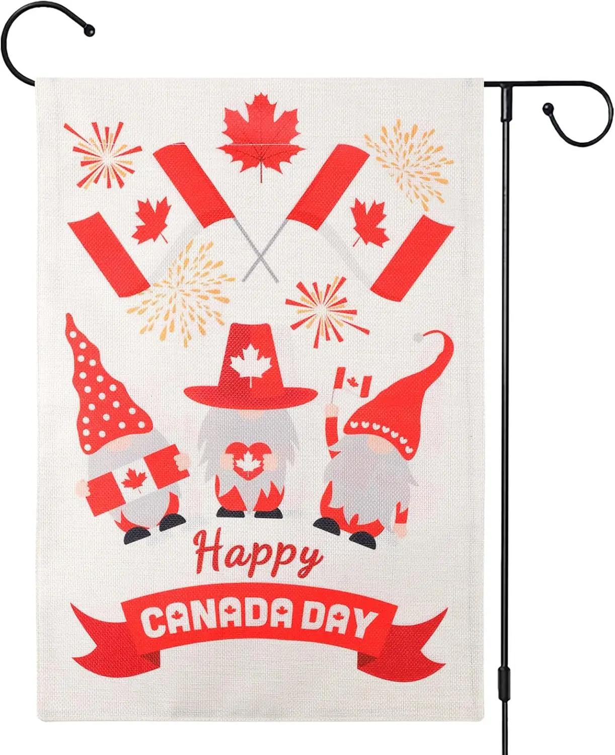Happy Canada Day Garden Flag, 12x18 Inch Double-Sided Patriotic Canadian Flag Burlap Gnomes Design July First Remembrance Ba SSL