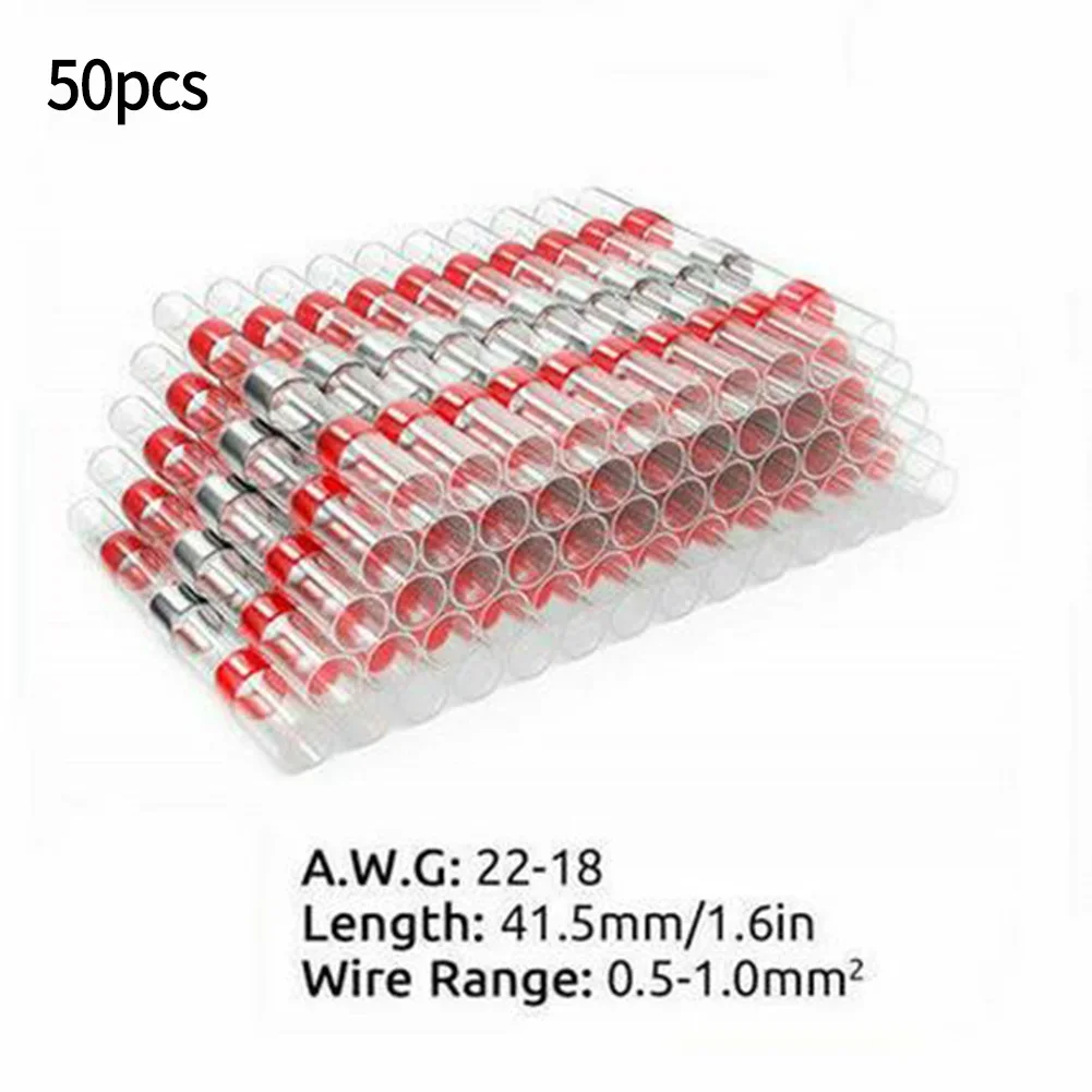Надежные изолированные водонепроницаемые паяные уплотнения, термоусадочная втулка, разъемы для стыковых клемм, 50 шт. (красный, синий, белый, желтый)