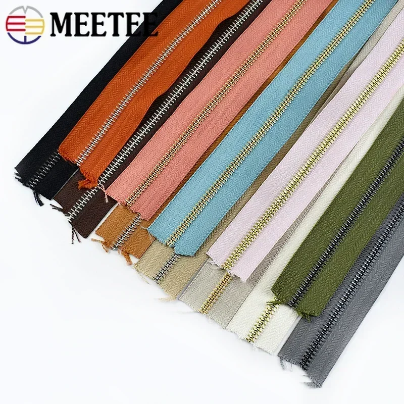 1-5Yards 5# Metal Zippers Tapes Bulk Zip By The Yards Zipper DIY Coat Bag Jacket Zips Tailor Repair Kit Sewing Accessories