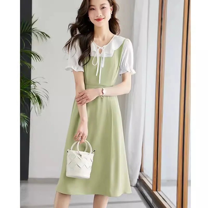 

Dressed Women's 2024 Salt Style Summer New Waistband Slimming Appearance Sweet Temperament Skirt High-end Design Long Skirt L888