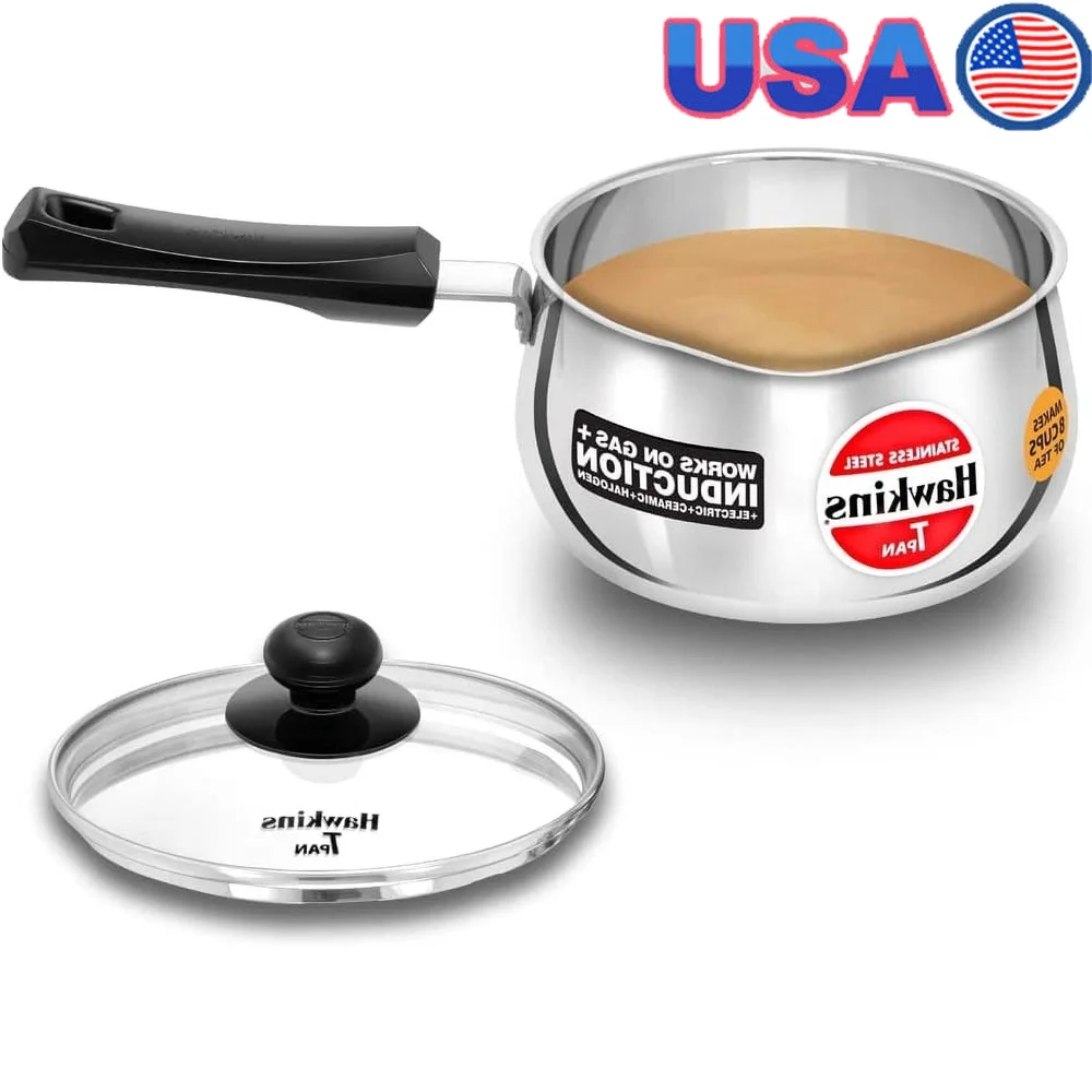 

2L Stainless Steel Saucepan Induction Compatible Glass Lid Ezee-Pour Spout Stay-Cool Handle Ideal Gas Electric Cooking
