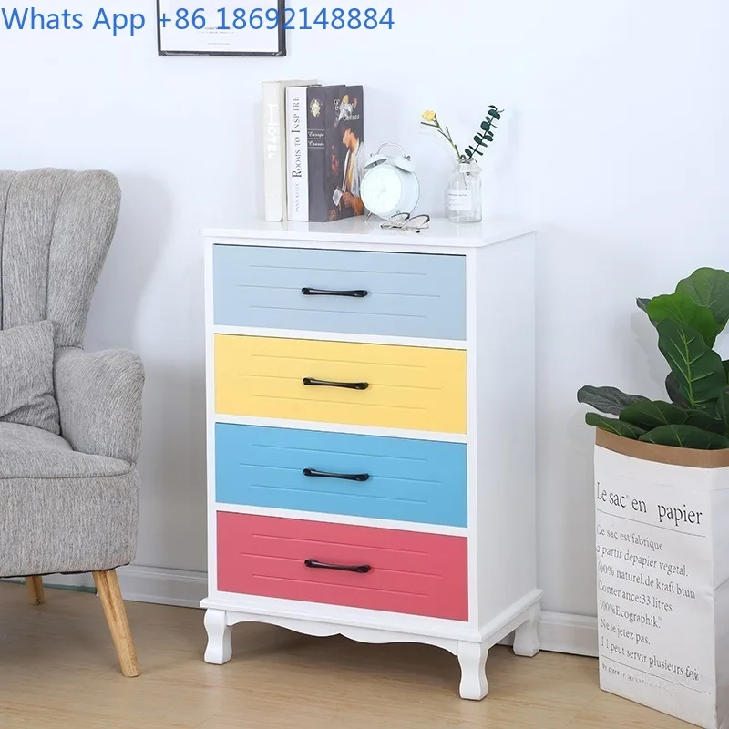 

Solid Wood Drawer Bedside Table Bedroom Simple Bedside Storage Cabinet Home Decor Small Chest of Drawers Colorful Creative