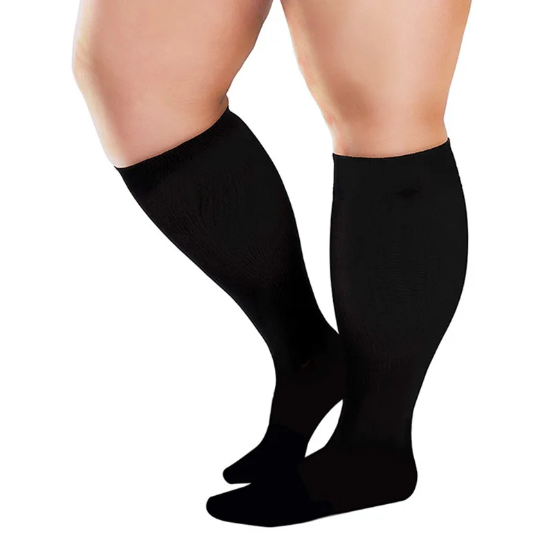 4XL Fattened Thickened Compression Socks Varicose Diabetes Solid Color Sports Socks Printed Women\'s Long Tube Gift Wholesale