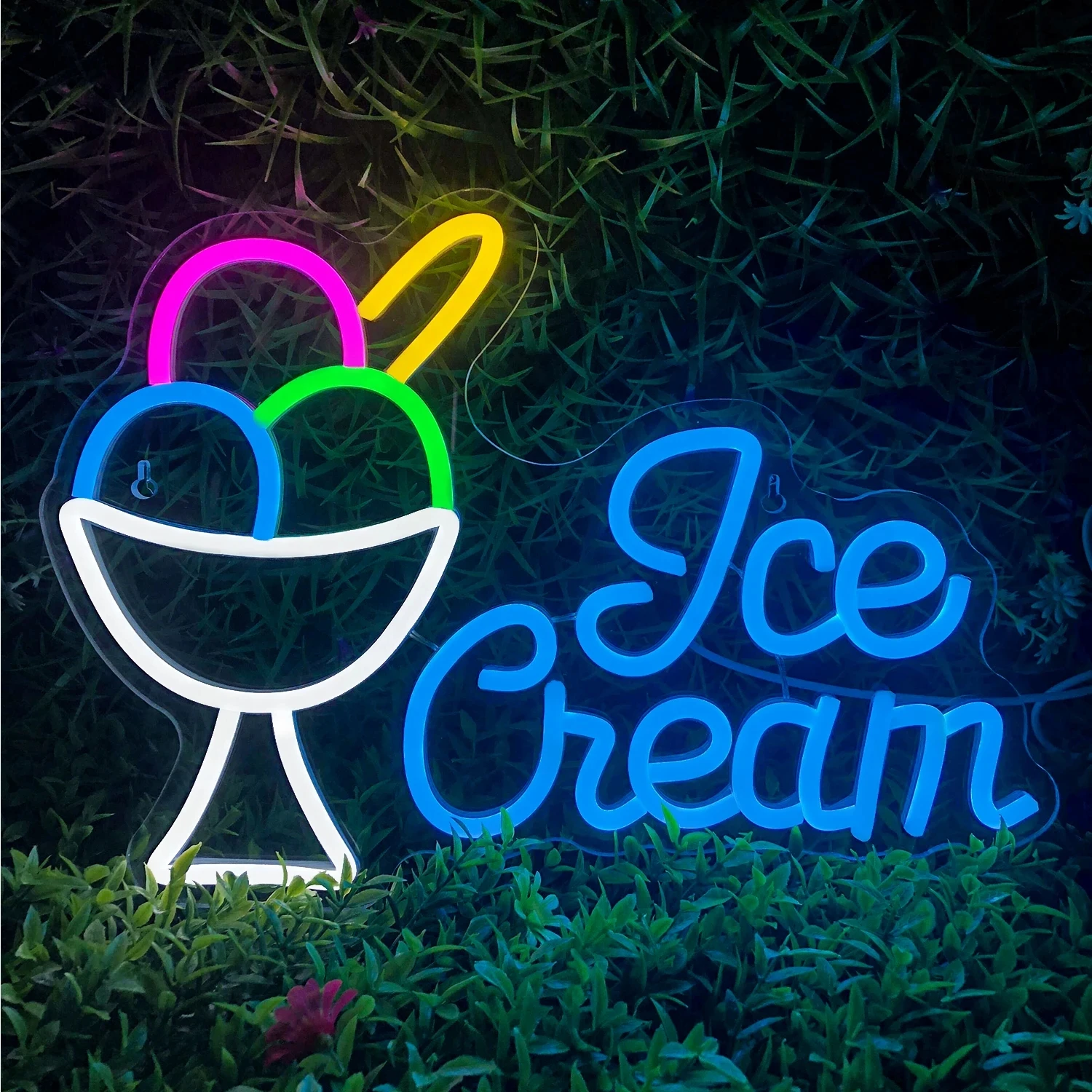 Imagem -03 - Sinal de Néon Led Personalizado para Decoração de Parede Ice Cream Party Neon Light Arte para Casa Quarto Ice Cream Shop Lâmpadas Aplicáveis Legais