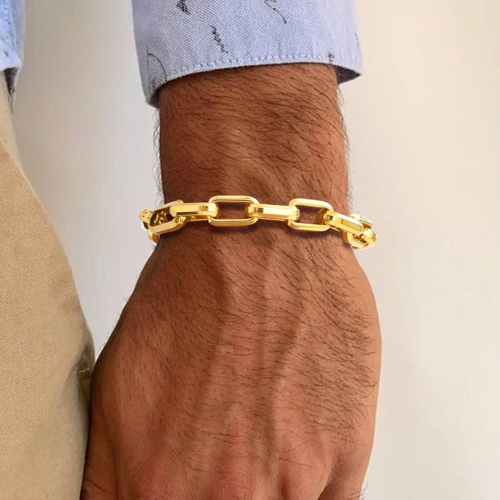 Chunky Chain Bracelets for Men,Silver Black Grey Gold Color Stainless Steel Chain Wristband,Stylish Gift for Son Dad