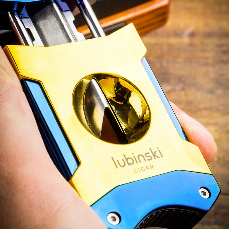 Lubinski Delicate Stainless Steel Dual Blades Super Sharp Cigar Cutter Cigar Guillotine Scissors