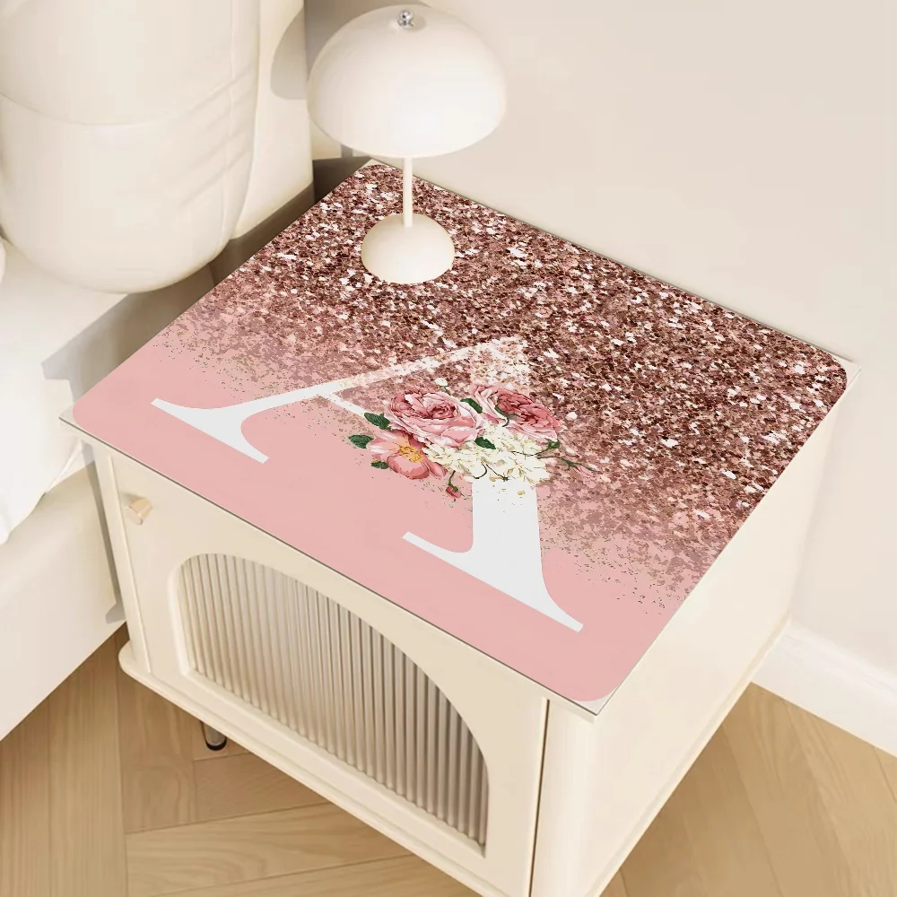 Letter Pink Shiny M R Clear Quick Drying Dish Mat Printed Kitchen Non-slip Coffee Cup Pad Drain Mats Cup Bottle Placemat