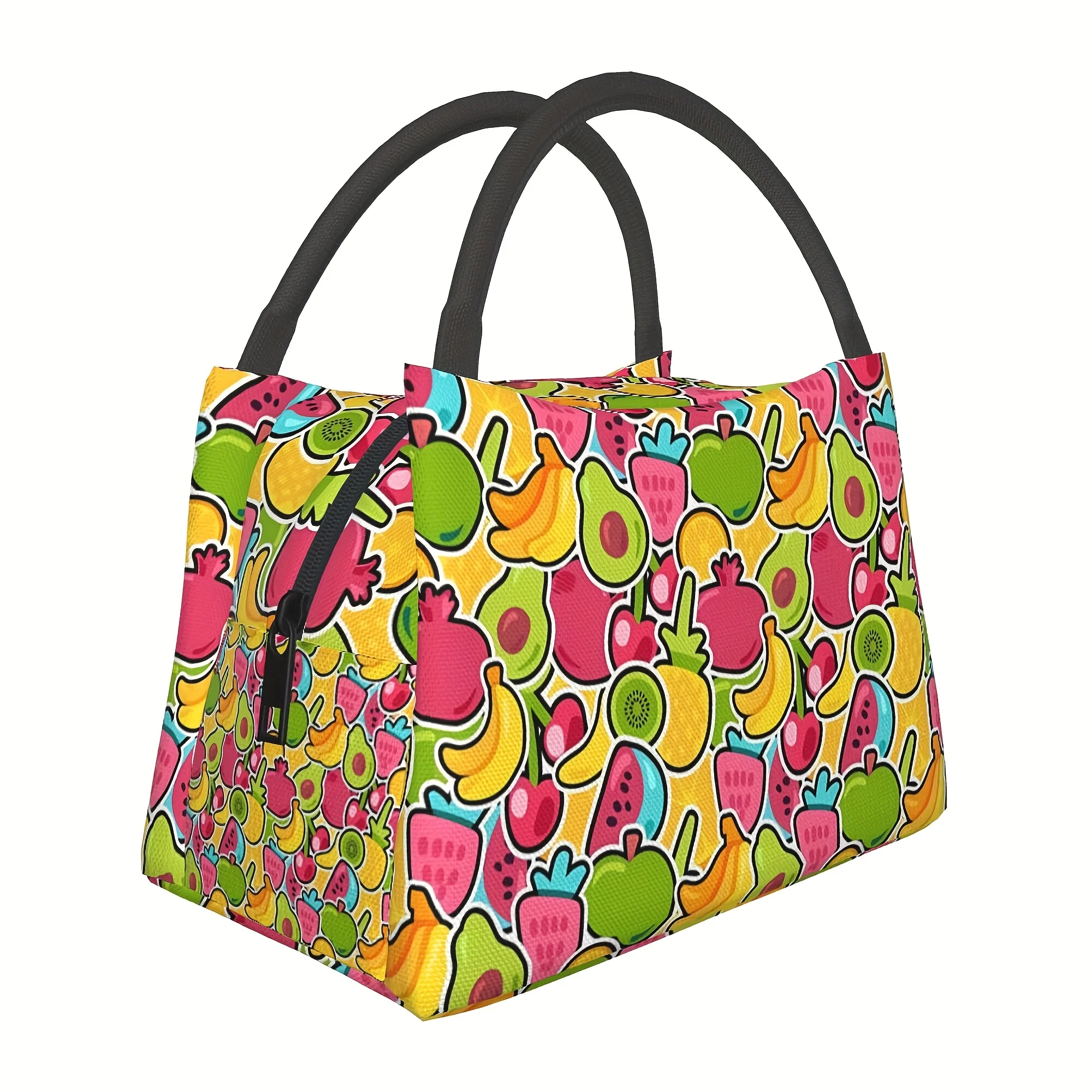 A Fruit-Patterned, Portable, Reusable Cooler Bag, Insulated Bag, And Lunch Bag, Essential for Camping, Picnics